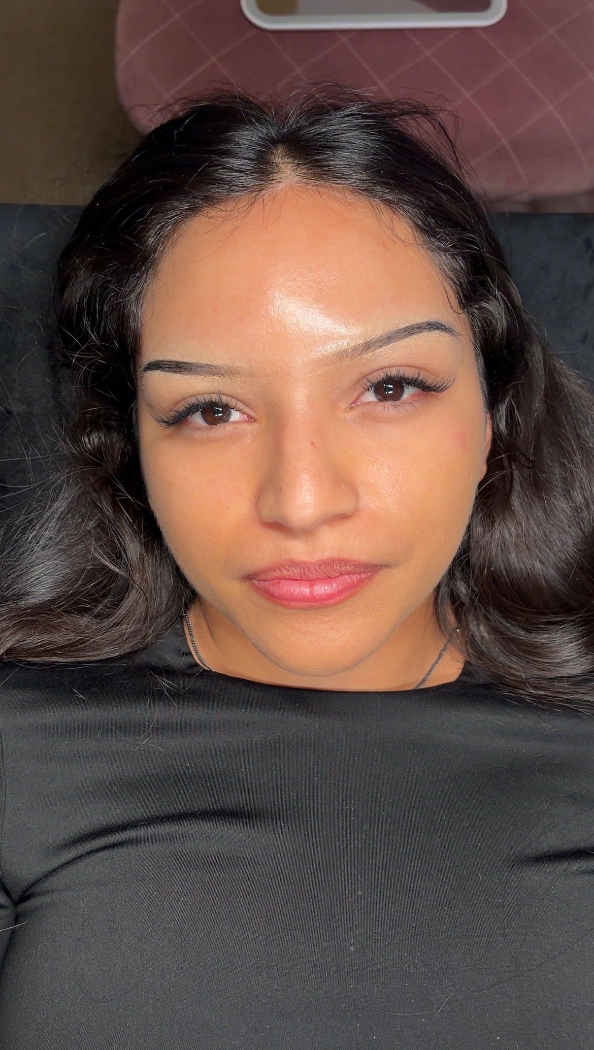 After: natural lashes, then a wispy set with longer spikes for texture